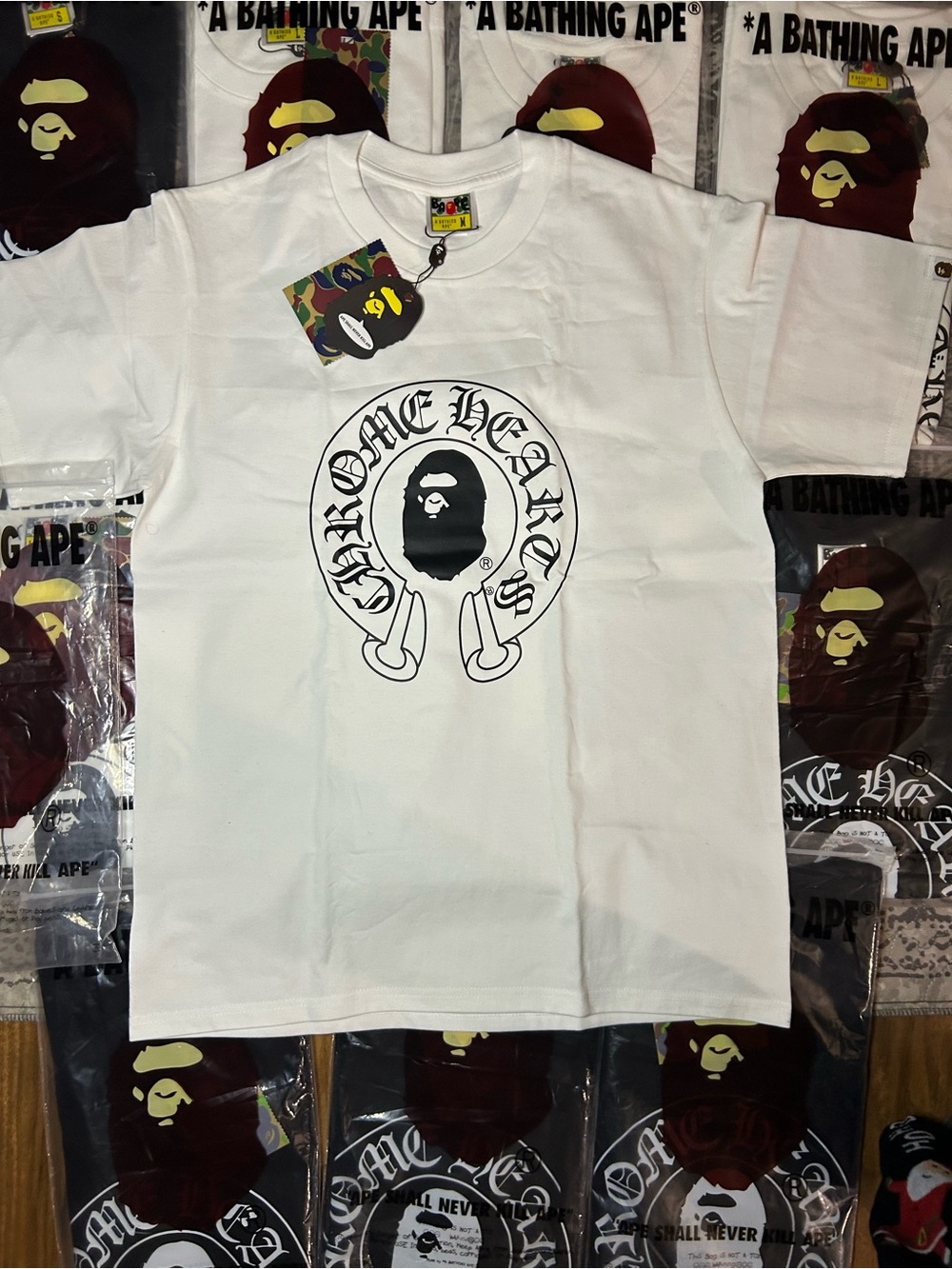 Chrome Hearts x Bape White Graphic Short Sleeve Tee